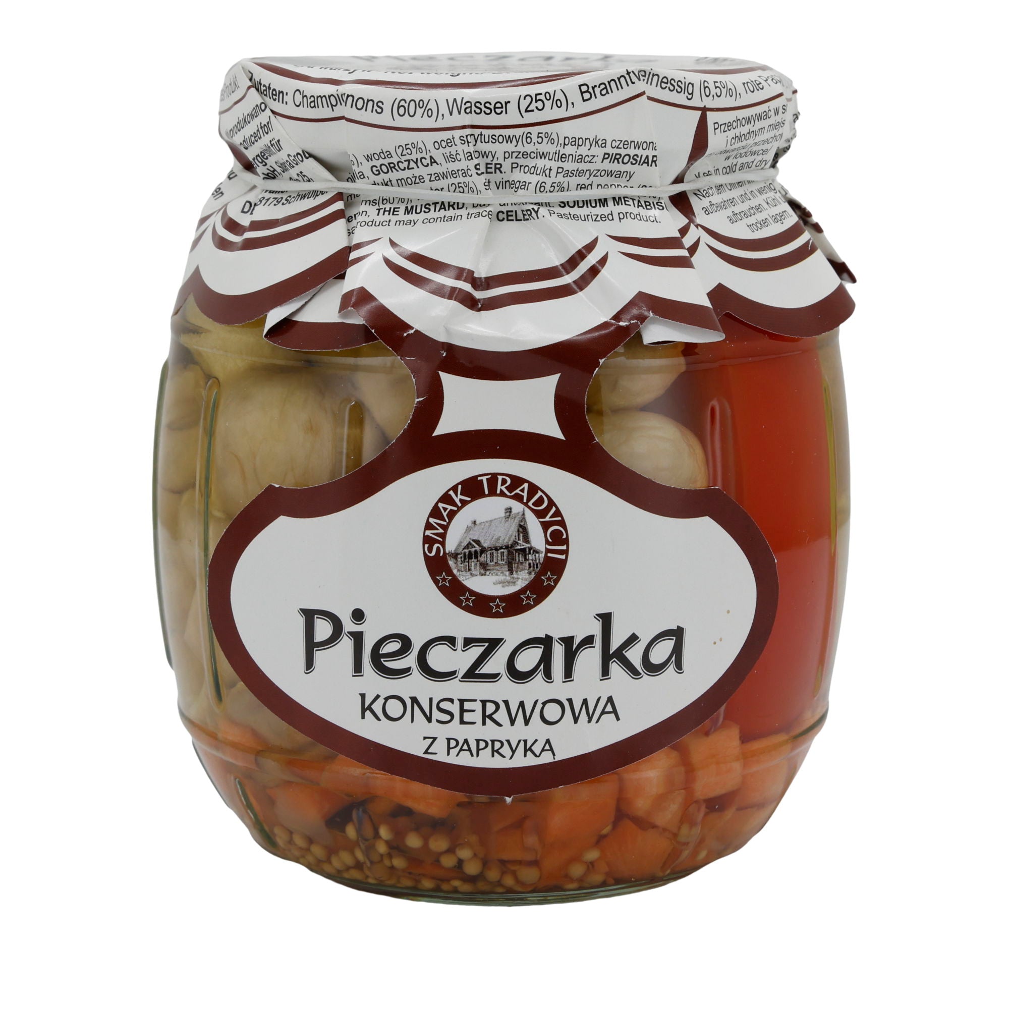 Champignons Pieczarka Konserwowa | mit Paprika | eingelegt | 680 g SMAK TRADYCJI
